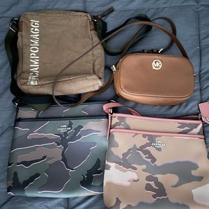 Group of crossbody bags from Coach, Michael Kors, and Campomaggi